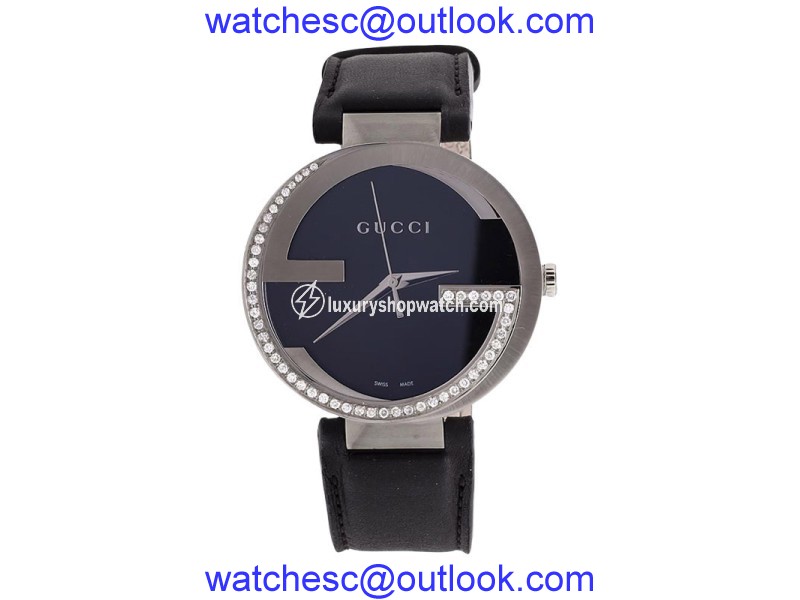Gucci YA133205 Interlocking GG Diamond 1.5ct Custom XL Black Mens Watch 42mm Gucci
