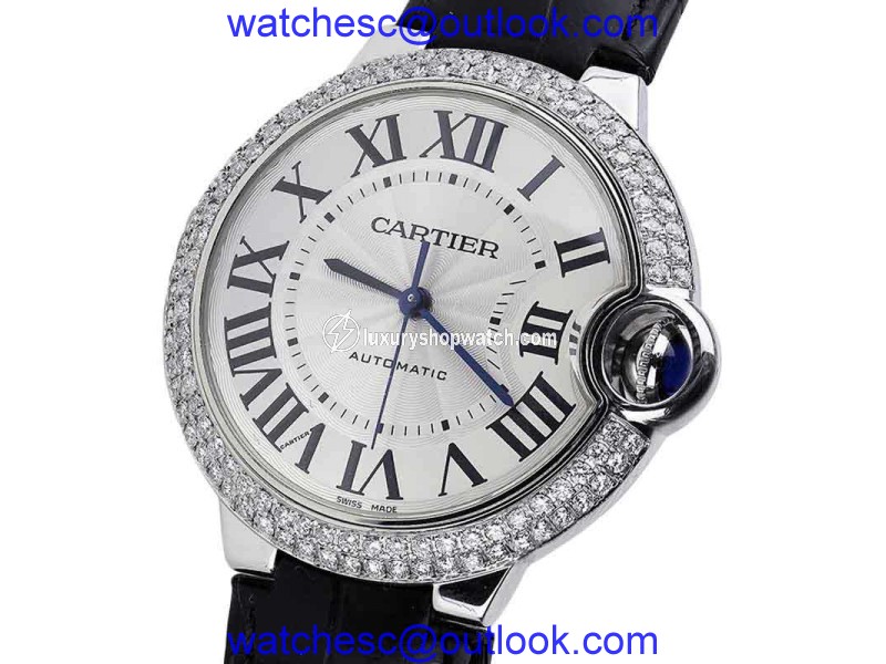 Cartier Ballon Bleu 42mm W69012Z4 Automatic Alligator Strap Watch Cartier