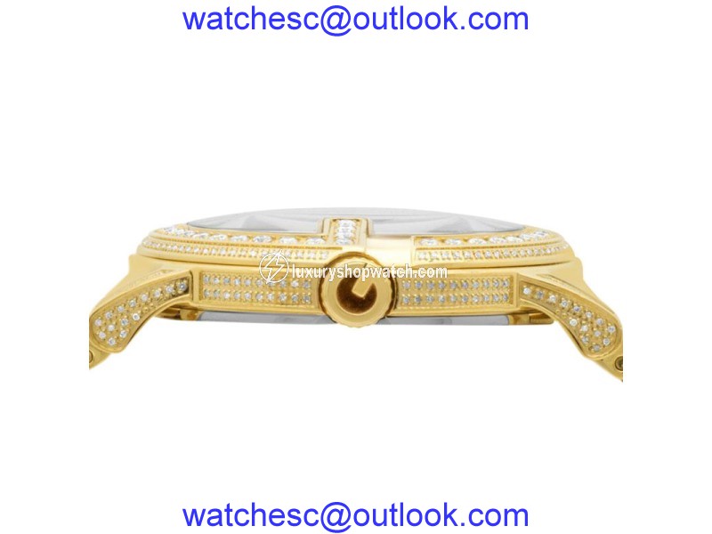 Gucci Diamond Watch YA101306 Yellow Gold G 101M 40mm Fully Iced Band Watch Gucci