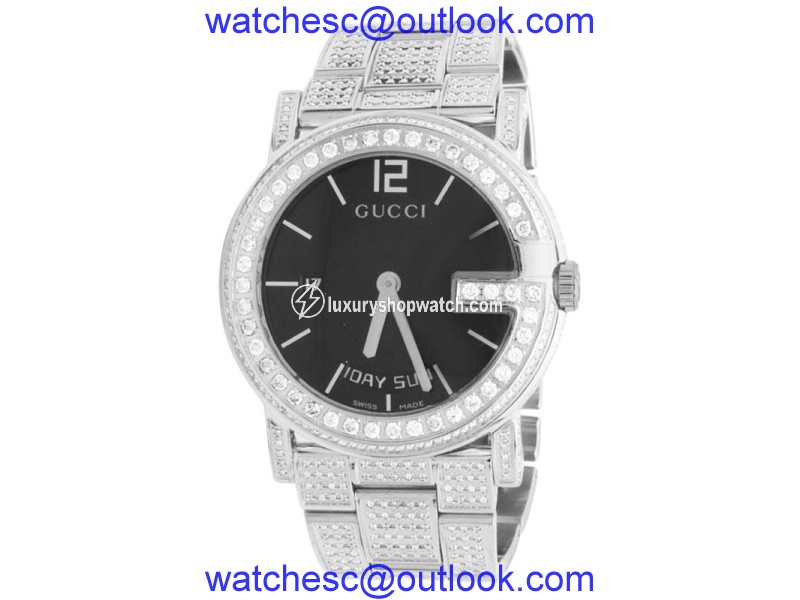 Gucci Diamond YA101305 Stainless G 101M 40mm Fully Iced Band Watch Gucci