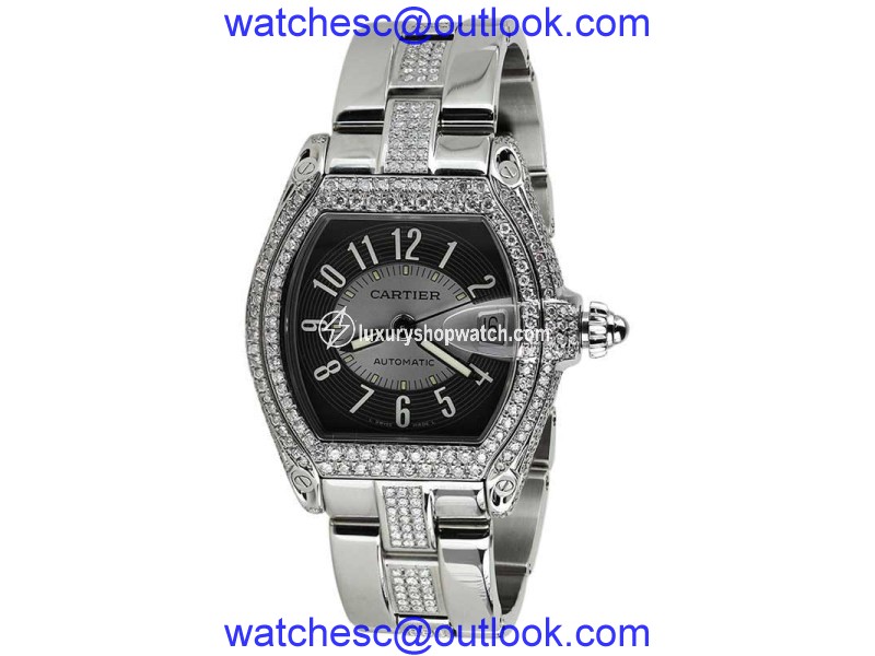 Cartier Roadster Black Diamond Dial Stainless Steel Unisex Watch Cartier