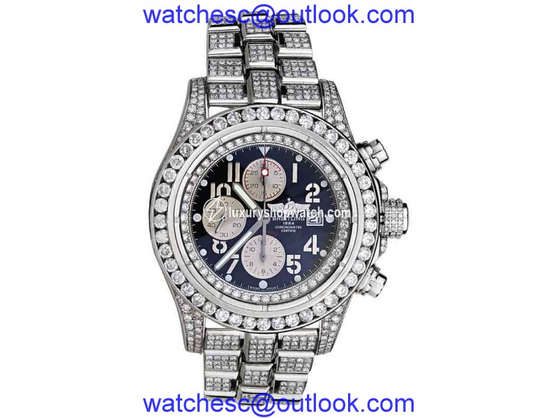 Breitling Super Avenger A13370 Blue Index Dial Diamond Men's Watch Breitling