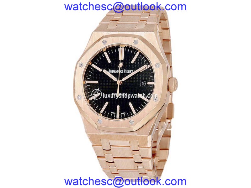Audemars Piguet Royal Oak 15202 18K Rose Gold Black Dial 41mm Mens Watch Audemars Piguet