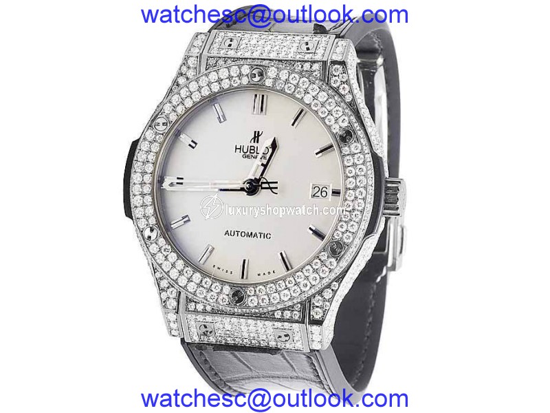 Hublot Classic Fusion 521.NX.2611.LR Titanium Opaline Diamond Dial 45mm Watch Hublot