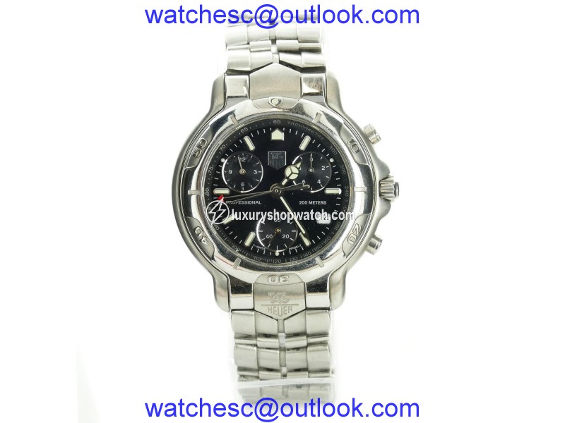 Tag Heuer 6000 CH1113-0 Stainless Steel & Black Dial Quartz 41mm Mens Watch TAG HEUER