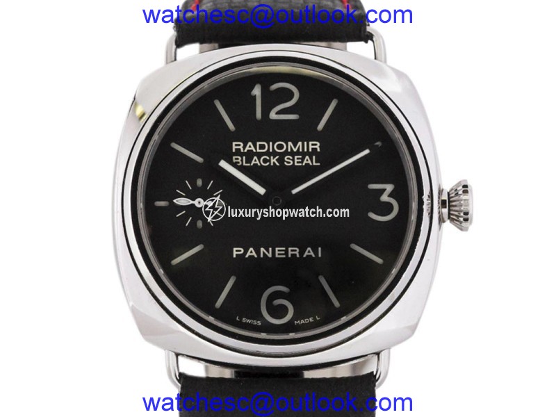 Panerai Radiomir PAM 183 Stainless Steel & Leather Black Dial Manual 45mm Mens Watch Panerai