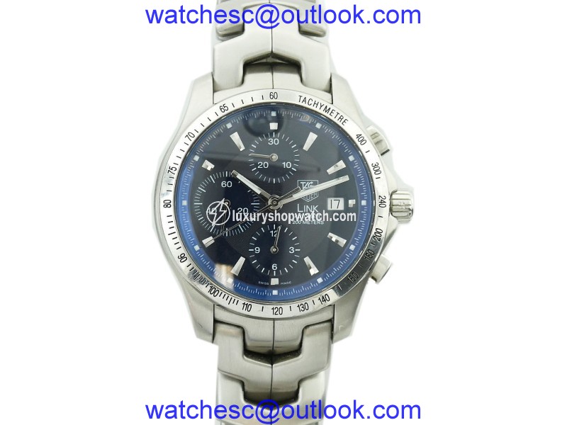 Tag Heuer Link CJF2114 Stainless Steel Chrono Blue Dial 42mm Mens Watch Tag Heuer
