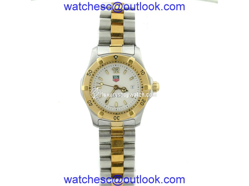Tag Heuer WK1320 Two Tone Gold Plated and Stainless Steel White Dial Quartz 28mm Womens Watch Tag Heuer