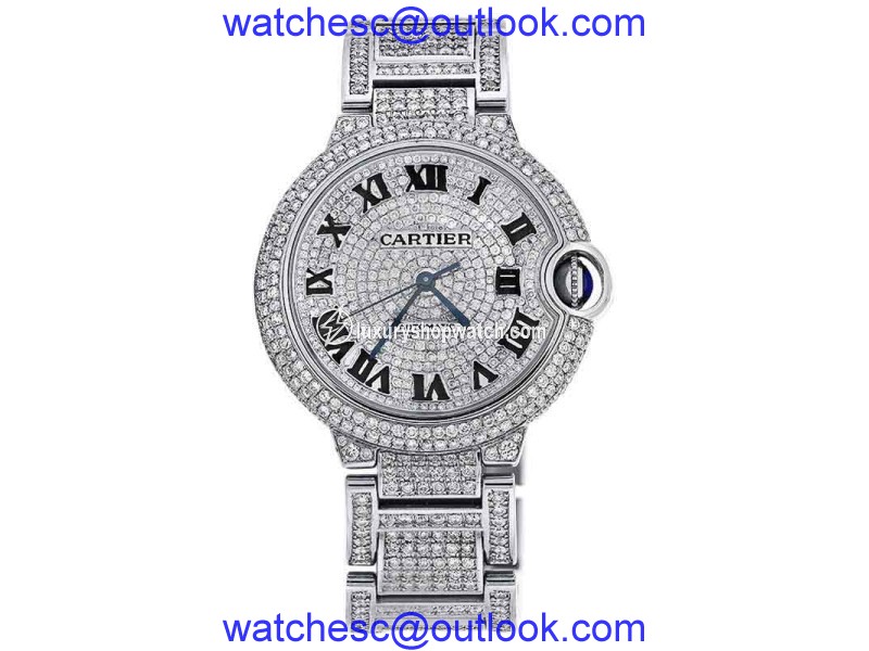 Cartier W6920046 Ballon Bleu Automatic Mid-Size Diamond Pave Dial Watch Cartier