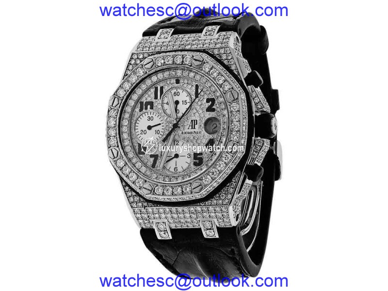 Audemars Piguet Royal Oak Offshore Chronograph Diamonds Watch on Leather Strap Watch Audemars Piguet