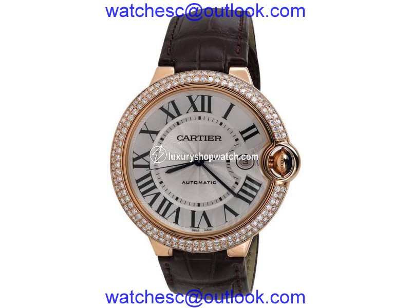 Cartier Ballon Bleu de W6900651 18K Rose Gold Diamond 42mm Watch Cartier