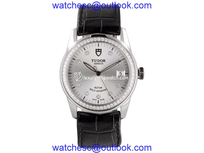 Tudor Glamour 55020 Diamond Dial & Bezel on Strap Mens Watch Tudor