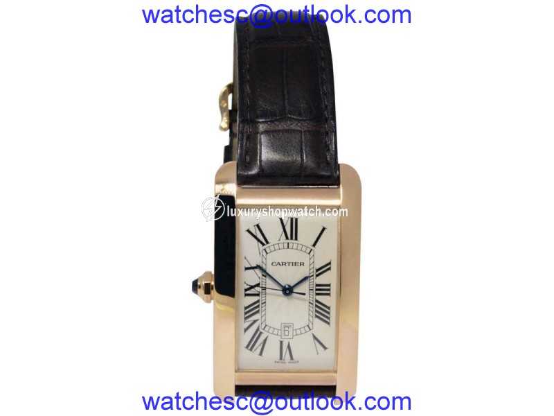 Cartier Tank Americaine W2608756 18K Rose Gold Automatic 25mm Mens Watch Cartier