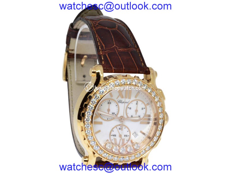 Chopard Happy Sport Chronograph 283583-5001 18K Rose Gold & Diamonds 42mm Mens Watch Chopard