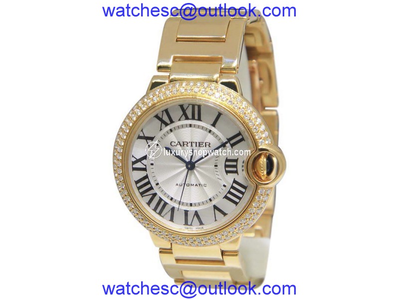 Cartier Ballon Bleu WJBB0007 18K Yellow Gold & Diamond Automatic 36mm Womens Watch Cartier