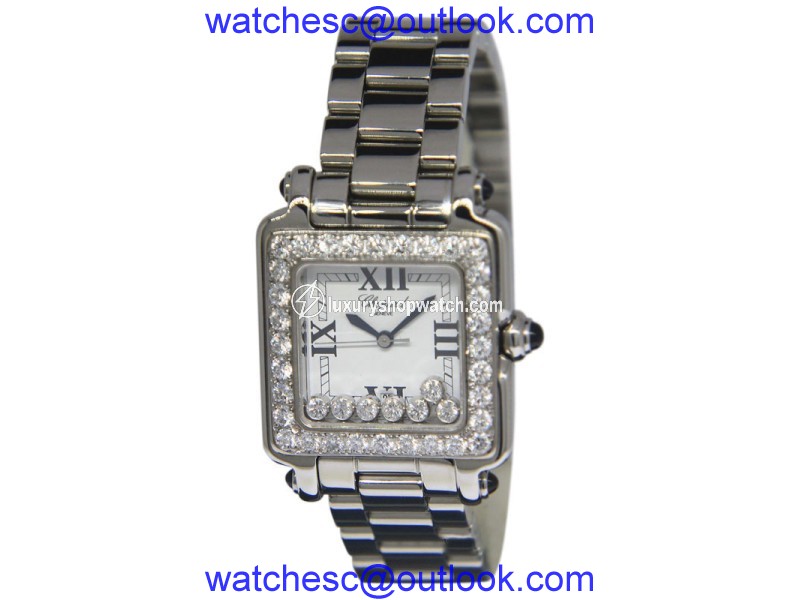 Chopard Happy Sport Square 27/8362-23/11 Stainless Steel Diamond 27mm Womens Watch Chopard