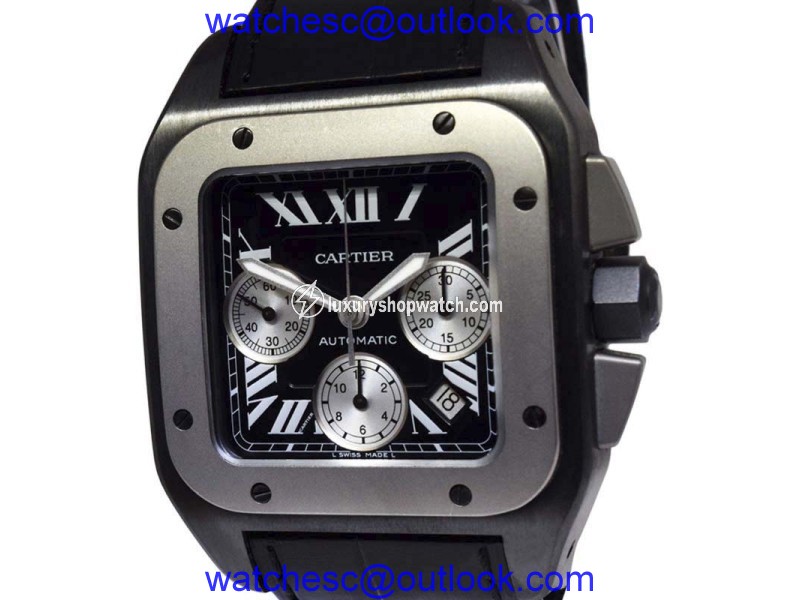 Cartier Santos 100 W2020005 Carbon Titanium & Stainless Steel 42mm Mens Watch Cartier