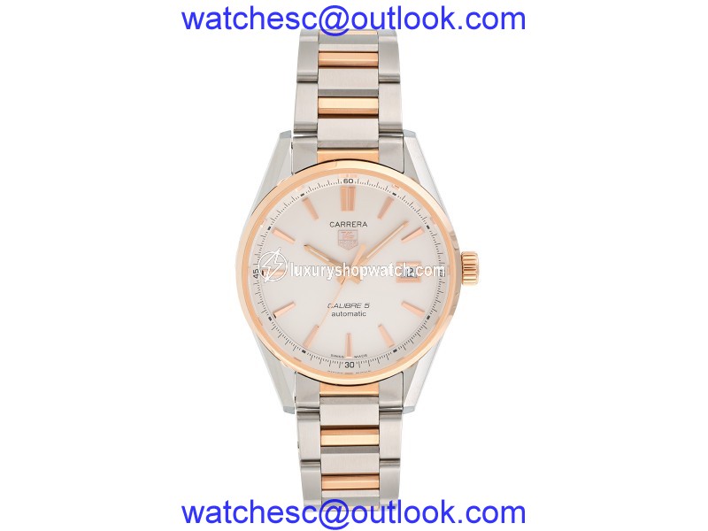 Tag Heuer Carrera WAR215D.BD0784 Stainless Steel & 18K Rose Gold 39mm Mens Watch Tag Heuer