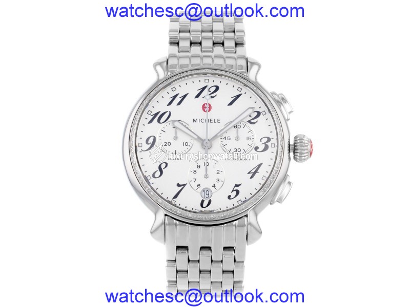 Michele Fluette MWW24A000001 Diamond Chronograph Stainless Steel Watch Michele