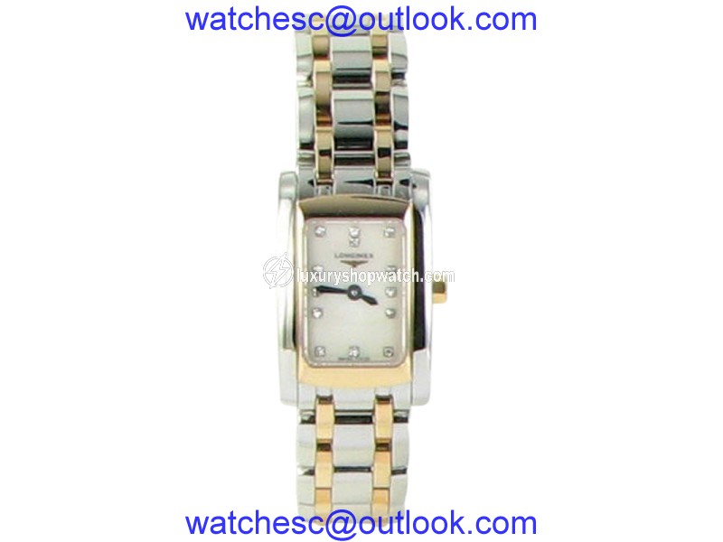 Longines Dolce Vita Mini L5.158.5.88.7 18K Rose Gold and Stainless Steel Diamond 16mm x 20mm Watch Longines