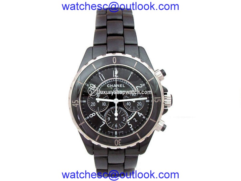 Chanel J12 Stainless Steel and Ceramic Black Chronograph 41mm Mens Watch Chanel