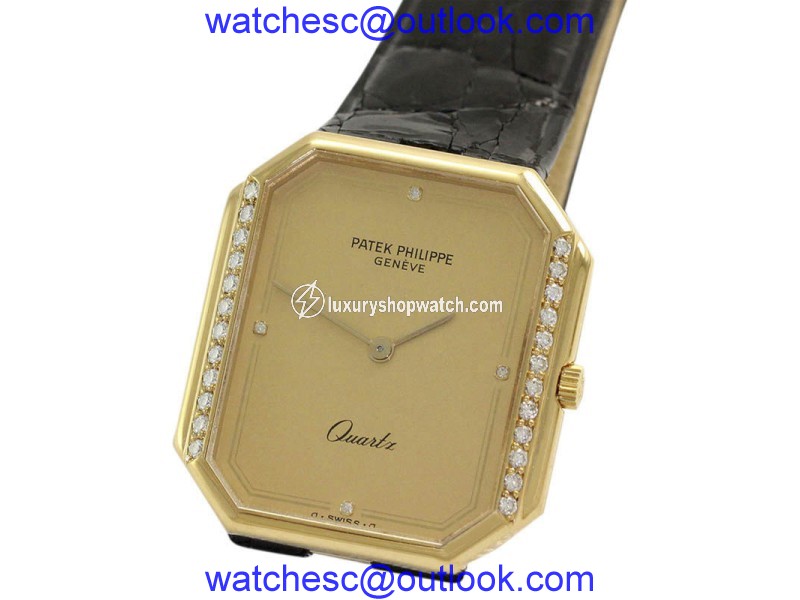 Patek Philippe 3853 18K Yellow Gold with Diamond Quartz Vintage 30mm Mens Watch Patek Philippe