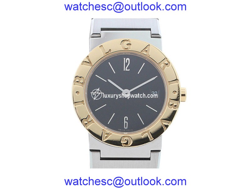 Bulgari Bvlgari BB26SGD Stainless Steel & 18k Yellow Gold Black Dial Quartz 26mm Womens Watch Bulgari