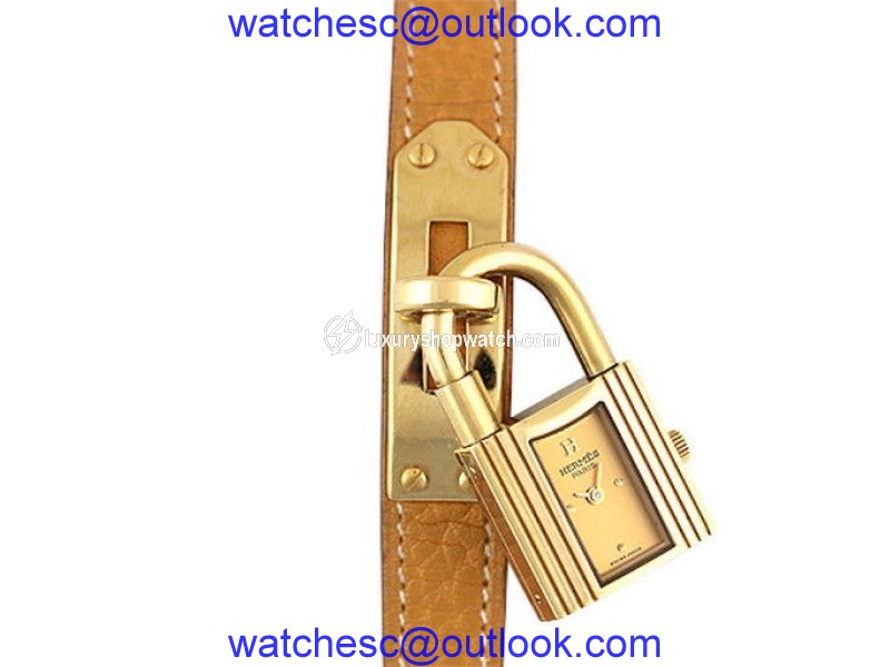 Hermes Kelly Gold Plated & Leather Quartz 20mm Women Watch Hermes