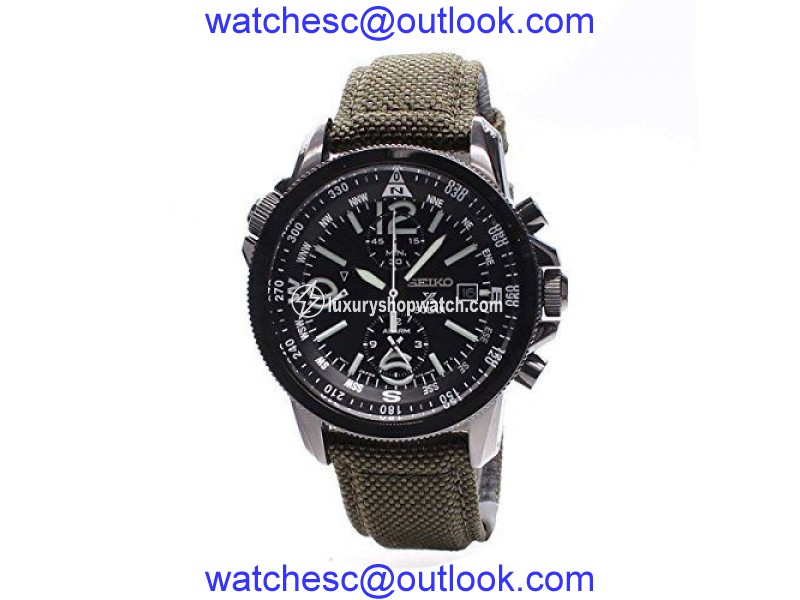 Seiko Overseas SSC295P1 Stainless Steel / Nylon / Leather Quartz 42mm Mens Watch Seiko