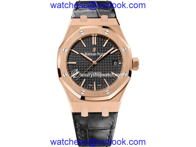 Audemars Piguet Royal Oak 15450OR.OO.D002CR.01 18K Pink Gold / Leather 37mm Mens Watch Audemars Piguet