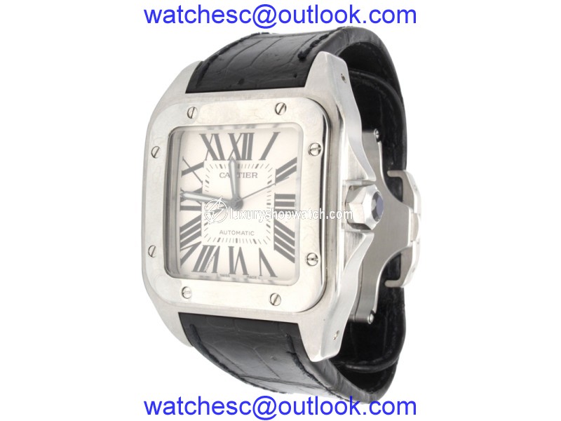 Cartier Santos 100 XL 2656 Stainless Steel Leather Strap Watch Cartier