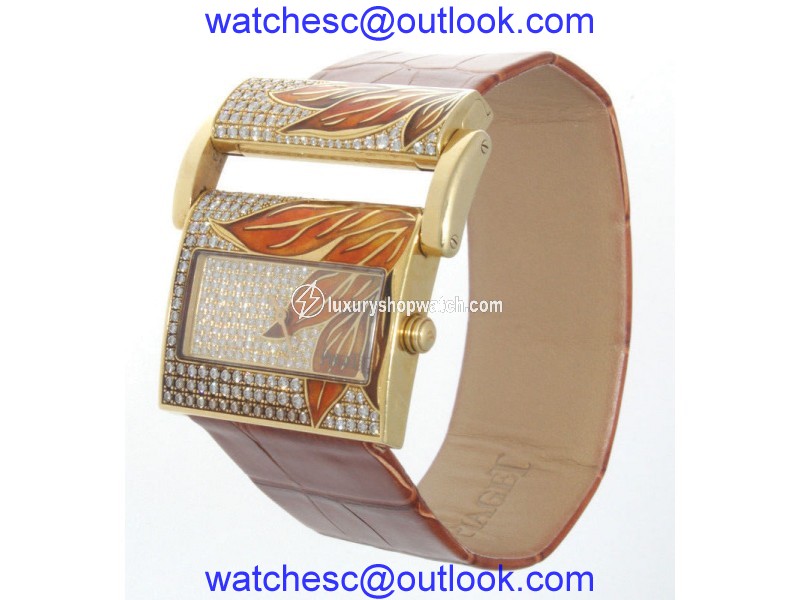 Piaget 18K Yellow Gold Diamond & Enamel Womens Watch Piaget