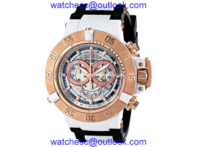 Invicta 0931 Anatomic White Dial Rubber Strap Chronograph Men's Watch Invicta