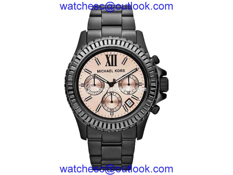 Michael Kors MK5872 Everest Chronograph Peach Dial Black Ion-Plated Womens Watch Michael Kors