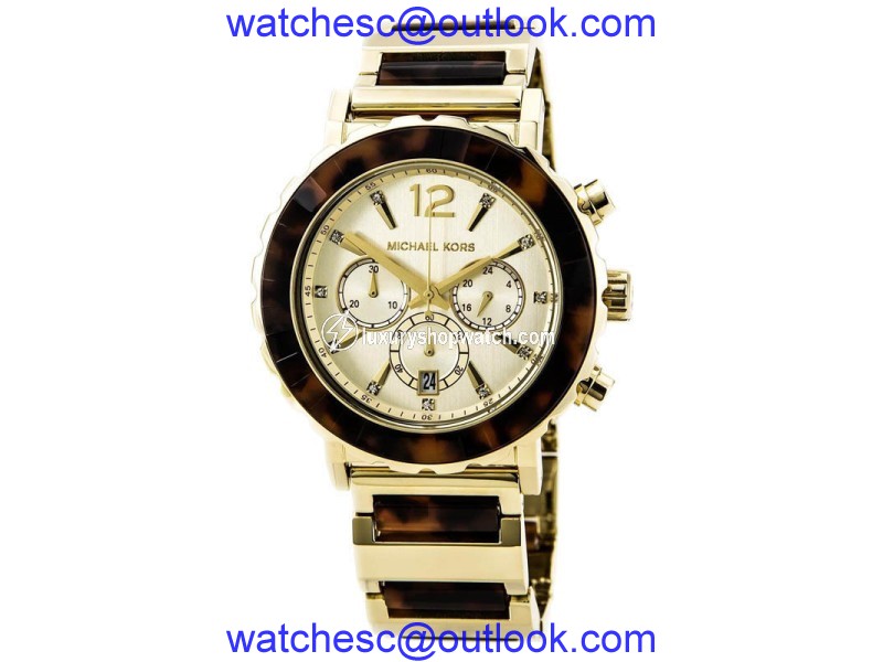 Michael Kors MK5790 Chronograph Tortoise Acrylic Gold-Tone Watch Michael Kors