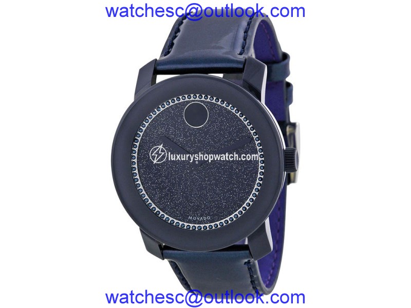 Movado 3600229 Navy Dial Navy Leather Strap Womens Watch Movado