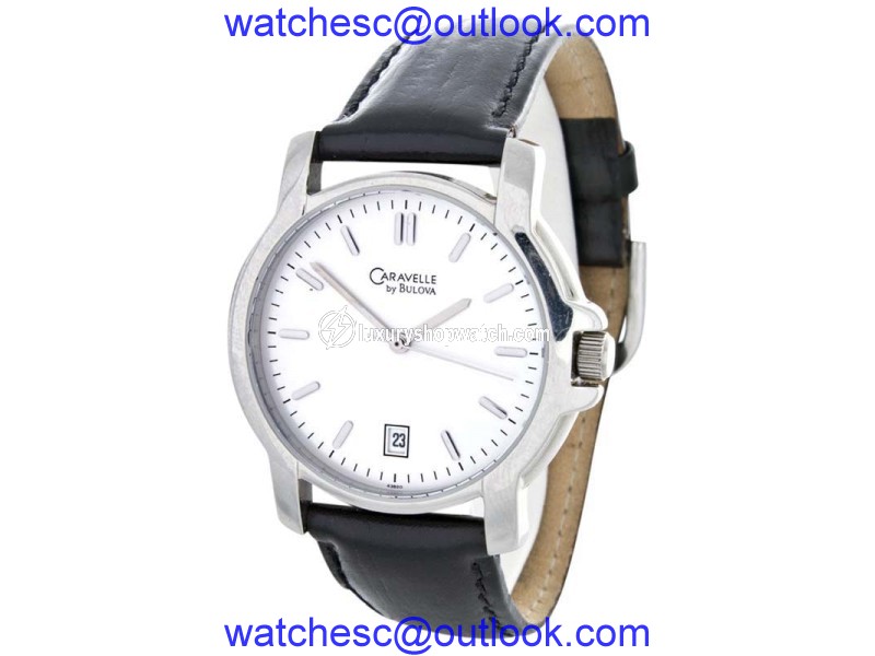 Bulova White Dial Leather Band Womens Watch Bulova