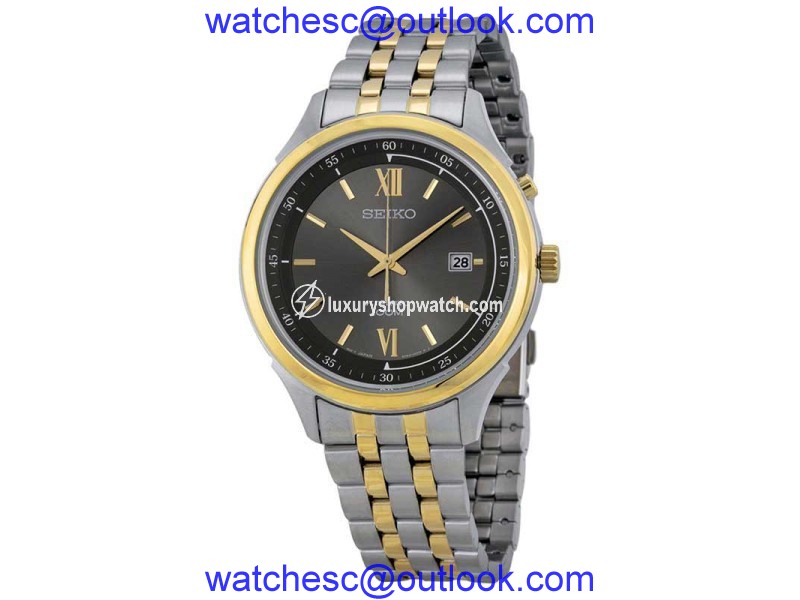 Seiko SKA658 Kinetic Grey Dial Two-Tone Mens Watch Seiko