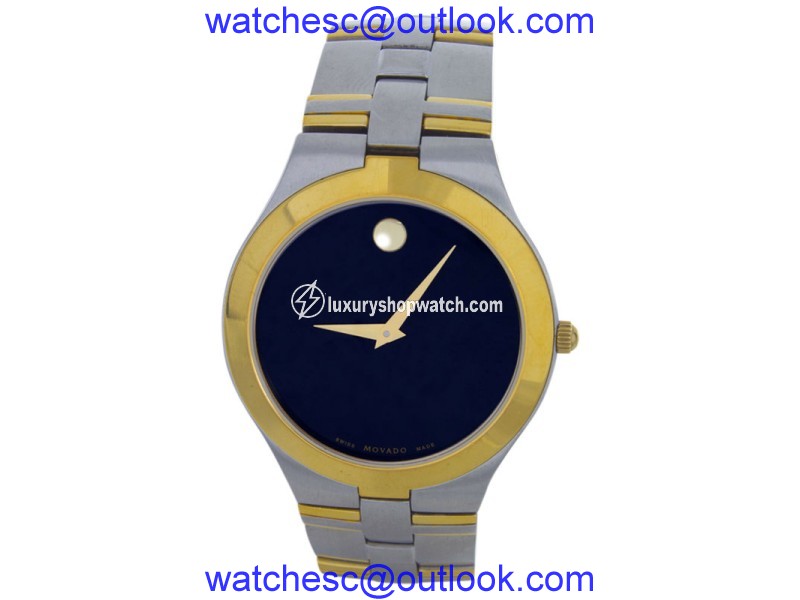 Movado Black Dial Two-Tone Bracelet Mens Watch Movado