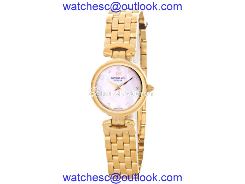 Raymond Weil 5588P Gold Tone Stainless Steel Mother of Pearl Dial 22mm Watch Raymond Weil