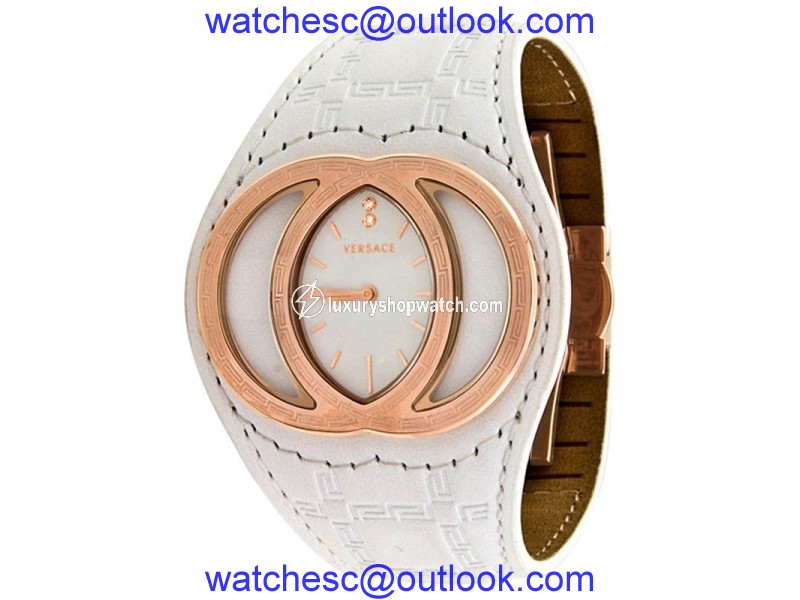 Versace Eclissi V-13 84Q80SD001 White Leather Gianni White Band Womens Watch Versace