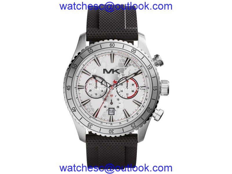 Michael Kors MK8353 Chronograph Silver Dial Black Silicone Analog Men's Watch Michael Kors