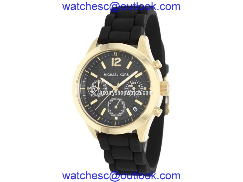 Michael Kors MK5408 Jet Set Black Dial Silicone Strap Chronograph Women's Watch Michael Kors