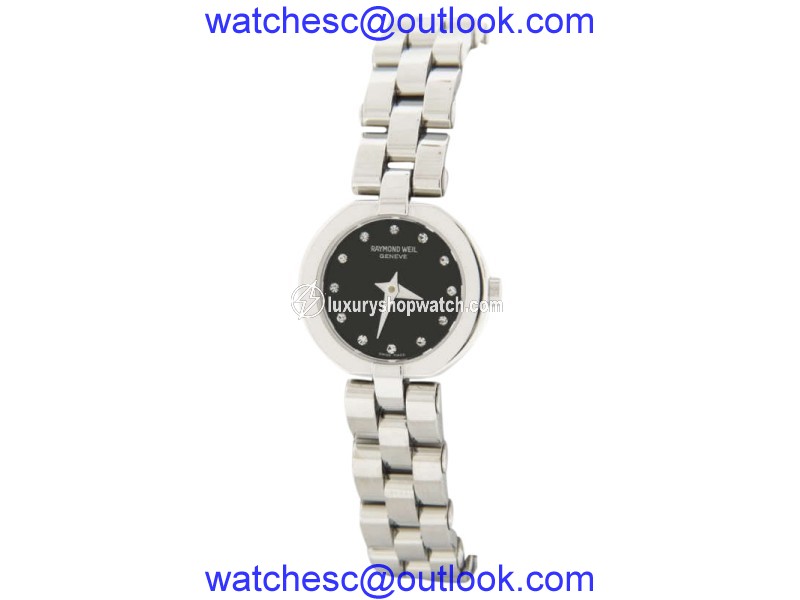 Raymond Weil 5817 Diamond Accented Black Dial Stainless Steel Watch Raymond Weil