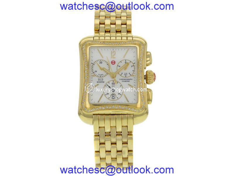 Michele MWW06U000038 Stainless Steel MoP Dial Deco Moderne TDW Link Watch Michele