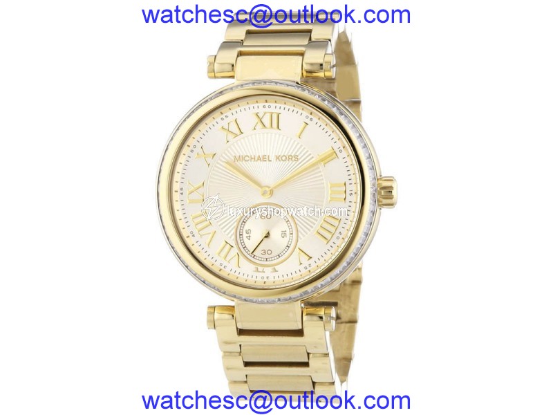 Michael Kors MK5867 Skylar Champagne Dial Gold-tone Stainless Steel Womens Watch Michael Kors
