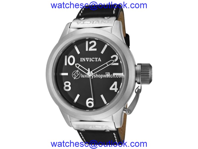 Invicta 1135 Corduba Black Dial Black Genuine Calf Leather Men's Watch Invicta