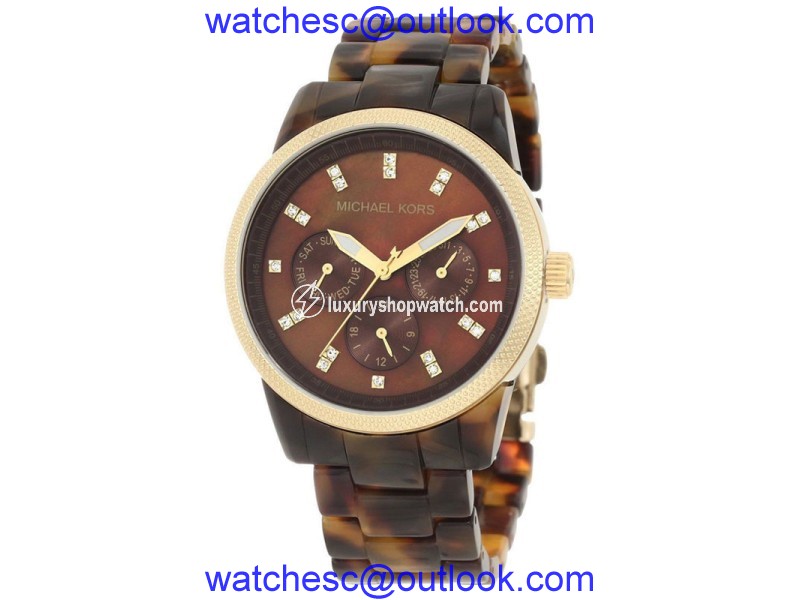 Michael Kors MK5038 Runway Multi-function Acrylic Ritz Tortoise Womens Watch Michael Kors