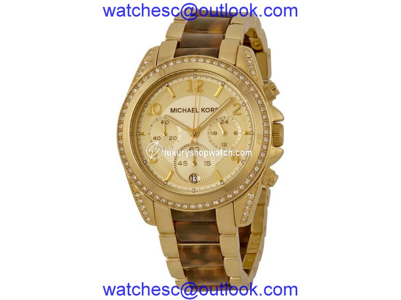 Michael Kors MK6094 Blair Champagne Dial Gold Tone Chronograph Women's Watch Michael Kors