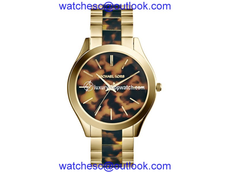 Michael Kors MK4284 Runway Gold-Tone Steel Tortoise Acetate Dial Women's Watch Michael Kors